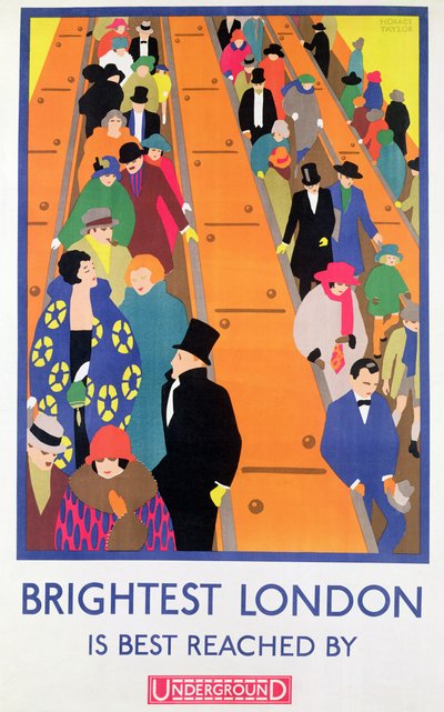 Het helderste Londen is het beste te bereiken met de metro, 1924, gedrukt door de Dangerfield Co door Horace Taylor